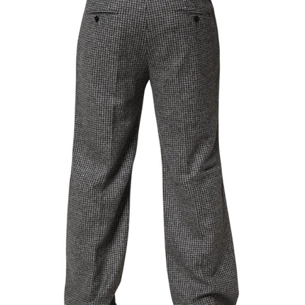 Dolce & Gabbana Gray Houndstooth Straight Dress Trouser Pants