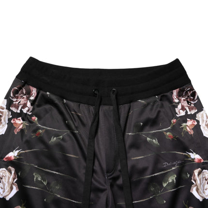 Dolce & Gabbana Black Floral Straight-Leg Chino Trouser Pants