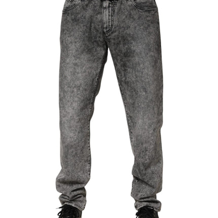 Dolce & Gabbana Gray Cotton Straight Leg Denim Trouser Jeans