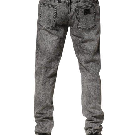 Dolce & Gabbana Gray Cotton Straight Leg Denim Trouser Jeans