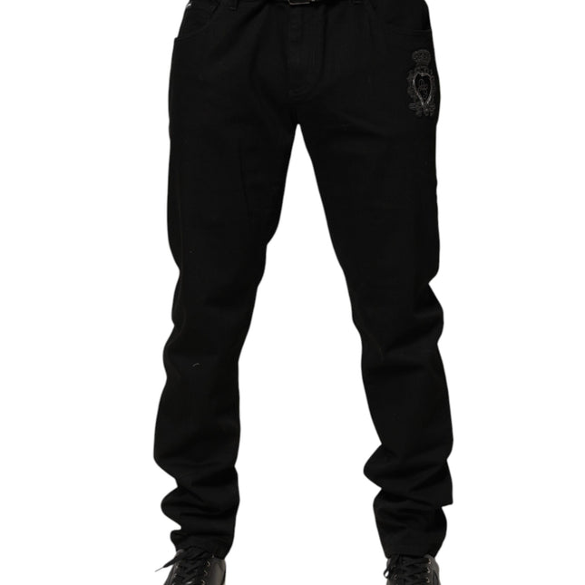 Dolce & Gabbana Black Sacred Heart Skinny Men Denim Jeans