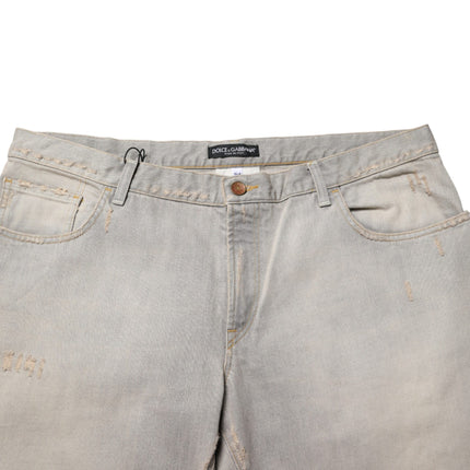 Dolce & Gabbana Light Gray Cotton Straight Denim Trouser Jeans