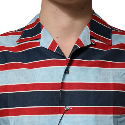 Dolce & Gabbana Multicolor Stripes Cotton Men Button Down Shirt