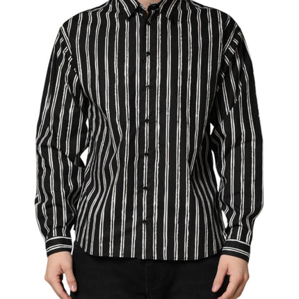 Dolce & Gabbana Black Stripes Cotton Men Formal Dress Shirt