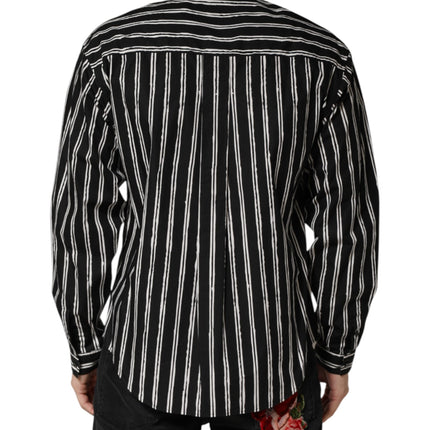Dolce & Gabbana Black Stripes Cotton Men Formal Dress Shirt