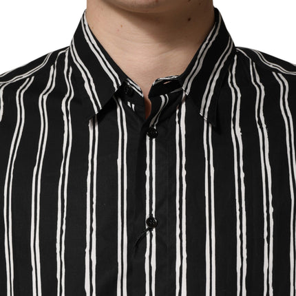 Dolce & Gabbana Black Stripes Cotton Men Formal Dress Shirt