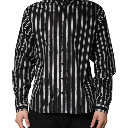 Dolce & Gabbana Black Stripes Cotton Men Formal Dress Shirt
