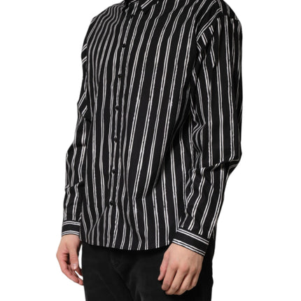 Dolce & Gabbana Black Stripes Cotton Men Formal Dress Shirt