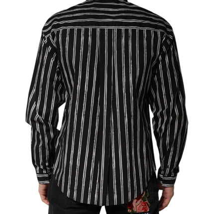 Dolce & Gabbana Black Stripes Cotton Men Formal Dress Shirt