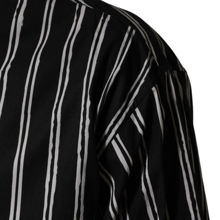 Dolce & Gabbana Black Stripes Cotton Men Formal Dress Shirt