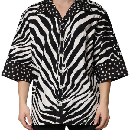Dolce & Gabbana Black White Zebra ButtonDown Oversize Shirt