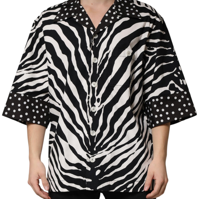Dolce & Gabbana Black White Zebra ButtonDown Oversize Shirt