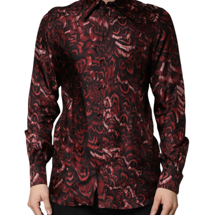 Dolce & Gabbana Bordeaux Patterned Collared Men Dress Shirt
