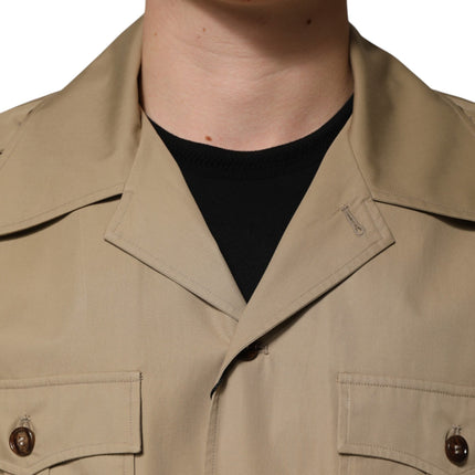 Dolce & Gabbana Brown Pin Up Short Sleeves Men Casual Shirt