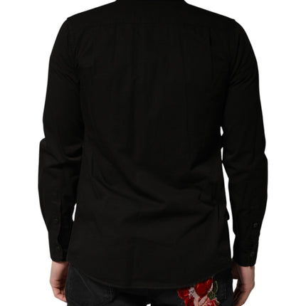 Dolce & Gabbana Black Cotton Collared Men Button Down Shirt