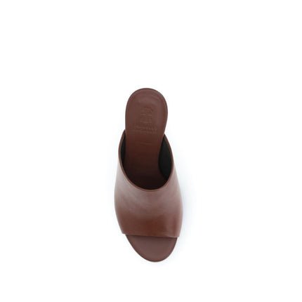 Brunello Cucinelli Brown Calf Leather Bos Taurus Sandals
