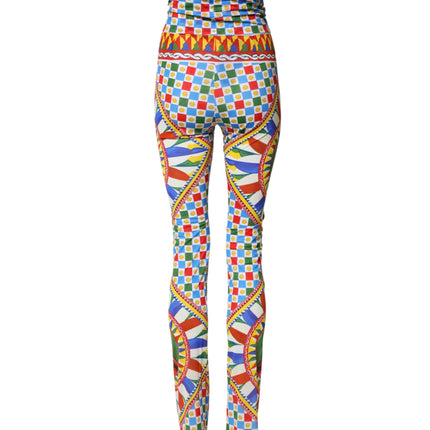 Dolce & Gabbana Multicolor Carretto Leggings High Waist Pants