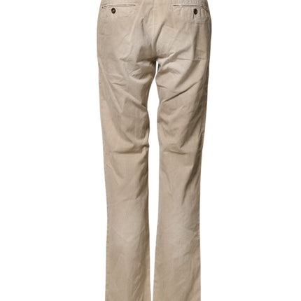 Incotex Beige Mid Waist Straight Women Casual Chino Trouser Pants