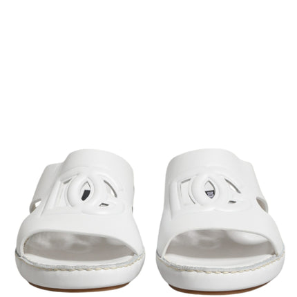 Dolce & Gabbana White DG Cutout Slides Slippers Flats Shoes
