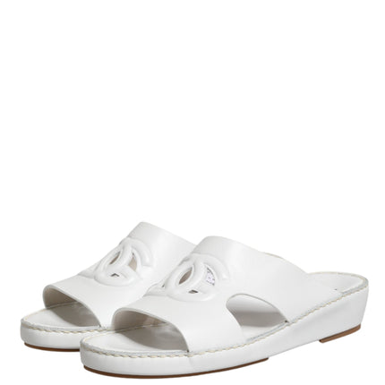 Dolce & Gabbana White DG Cutout Slides Slippers Flats Shoes