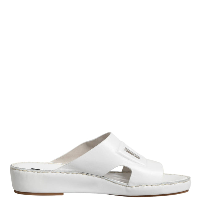 Dolce & Gabbana White DG Cutout Slides Slippers Flats Shoes