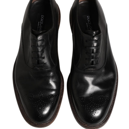 Dolce & Gabbana Black Calfskin Leather Oxford Dress Shoes