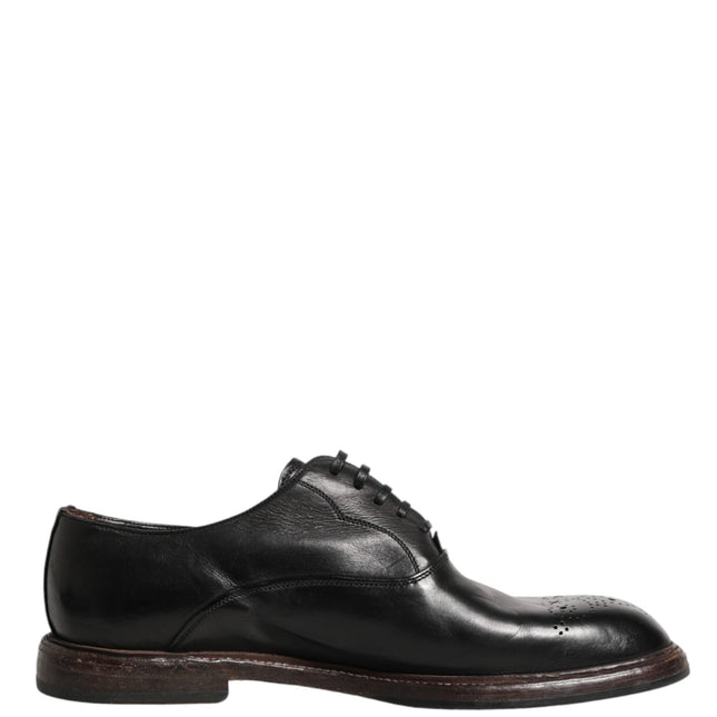 Dolce & Gabbana Black Calfskin Leather Oxford Dress Shoes