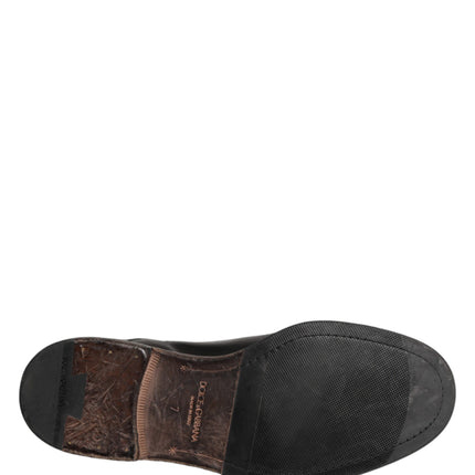 Dolce & Gabbana Black Calfskin Leather Oxford Dress Shoes