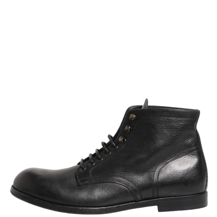 Dolce & Gabbana Black Lace Up Short Ankle Boots Men Shoes