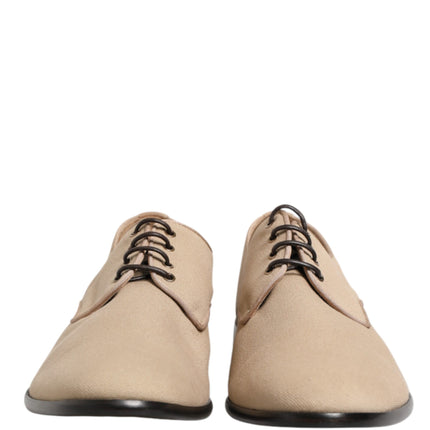 Dolce & Gabbana Beige Canvas Derby Lace Up Dress Men Shoes