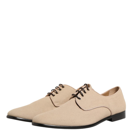 Dolce & Gabbana Beige Canvas Derby Lace Up Dress Men Shoes