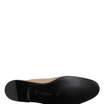 Dolce & Gabbana Beige Canvas Derby Lace Up Dress Men Shoes