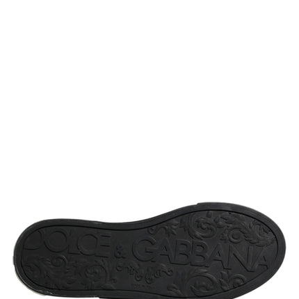 Dolce & Gabbana Blue Canvas Embellished Slip On Men Sneakers Shoes