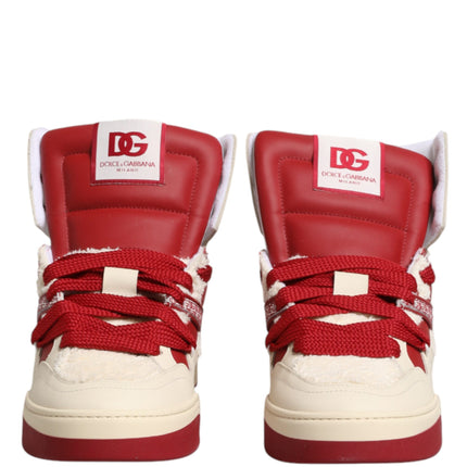 Dolce & Gabbana White Red Custom 2.Zero High Top Men Sneakers Shoes