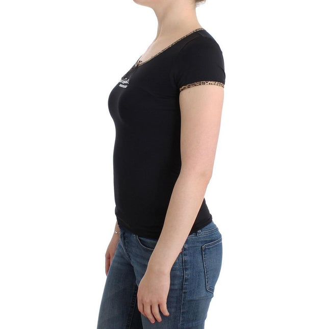 Roberto Cavalli Black Elastane Top