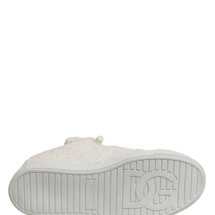 Dolce & Gabbana White Faux Shearling Low Top Sneakers  Shoes
