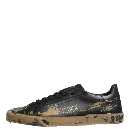 Dolce & Gabbana Black Portofino Mud Effect Low Top Sneakers Shoes