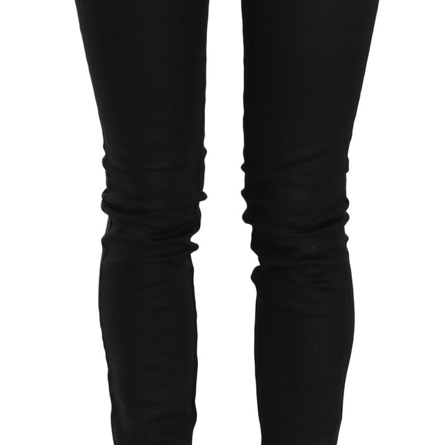 PLEIN SUD Cotton Black Mid Waist Skinny Denim Jeans