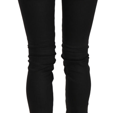PLEIN SUD Cotton Black Mid Waist Skinny Denim Jeans