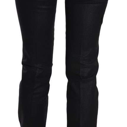John Galliano Black Swan Floral Embroidered Mid Waist Skinny Denim Jeans