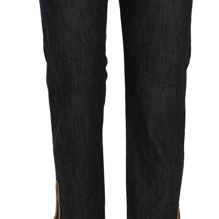 PLEIN SUD Cotton Blue High Waist Straight Cropped Trouser Jeans