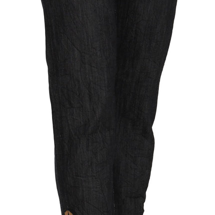 PLEIN SUD Cotton Blue High Waist Straight Cropped Trouser Jeans