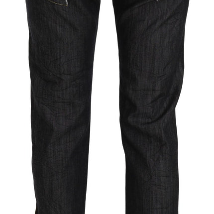PLEIN SUD Cotton Blue High Waist Straight Cropped Trouser Jeans
