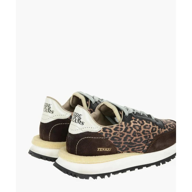 Hidnander Brown Leather Low Top Sneakers