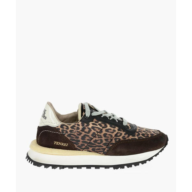 Hidnander Brown Leather Low Top Sneakers
