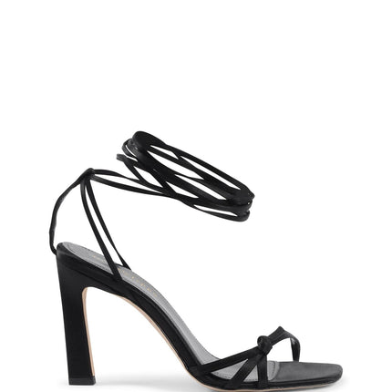 Dee Ocleppo Black Satin Strap-On Sandals