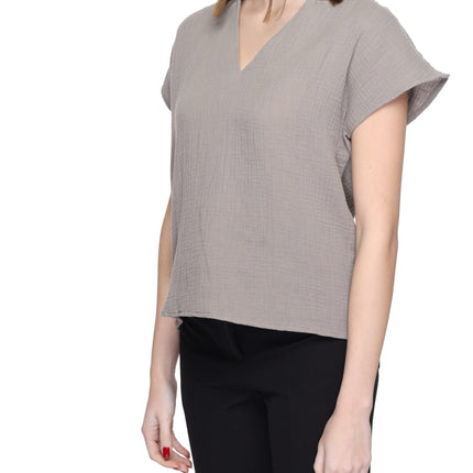 Jacqueline De Yong Beige Cotton Blouse