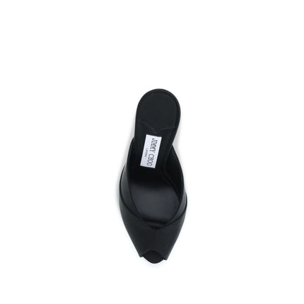 Jimmy Choo Black Calf Leather Bos Taurus Stiletto Heel Sandals