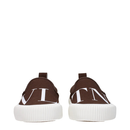 Valentino Garavani Brown Fabric Slip-On Loafers