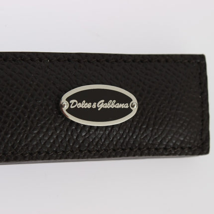 Dolce & Gabbana Brown Leather Magnet Mens Money Bar Clasp Money Cash Clip